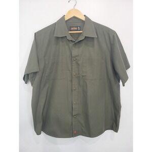 Jesse James Workwear Olive Green Button Up Short Sleeve Shirt Mens XL‎